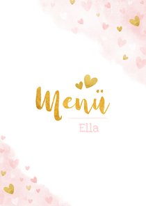 Menükarte zur Konfirmation Aquarell & Herzen Fotos innen