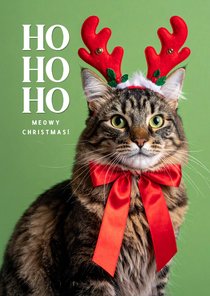 Meowy Christmas Weihnachtskarte Katze mit Geweih lustig