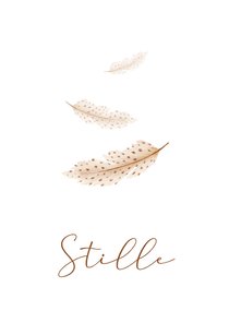 Minimalistische Beileidskarte Federn 'Stille'