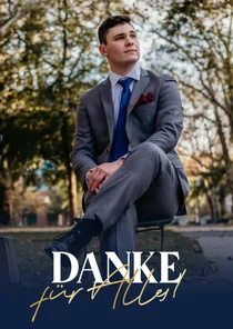 Minimalistische Danksagung zur Konfirmation blau & Goldlook