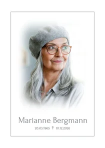 Minimalistische Trauerkarte mit Foto und Rahmen