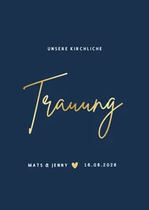 Minimalistisches Kirchenheft Trauung Goldschrift