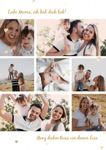 Muttertagskarte Fotocollage mit kleinen Herzen