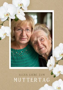 Muttertagskarte Kraftpapier, Foto & Orchideen
