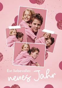 Neujahrs-Fotogrußkarte Fotocollage pink