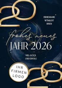 Neujahrskarte Firma Logo 2026 gold blau
