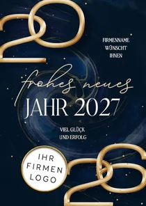 Neujahrskarte Firma Logo 2027 gold blau