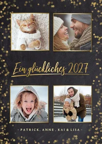 Neujahrskarte Fotocollage goldene 2027
