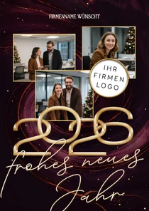 Neujahrskarte geschäftlich Logo Fotocollage Swirl