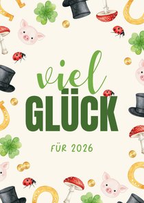Neujahrskarte Glückssymbole