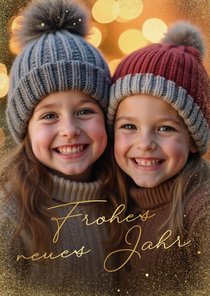 Neujahrskarte Goldstaub großes Foto 'Liebevolles neues Jahr'