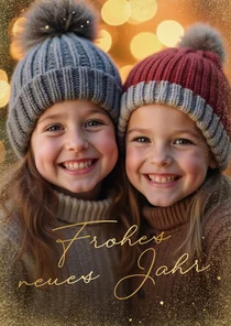 Neujahrskarte Goldstaub großes Foto 'Liebevolles neues Jahr'
