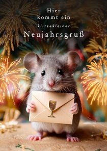 Neujahrskarte 'klitzekleine Neujahrsgrüße' Maus