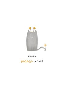 Neujahrskarte mit Katze 'Meow Year'