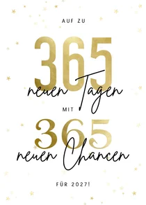 Neujahrskarte mit Sternen '365 neue Chancen für 2027'