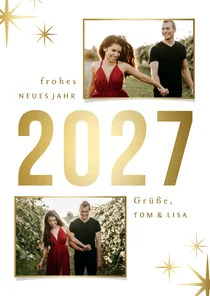 Neujahrskarte 'Sparkle 2027' mit 2 Fotos