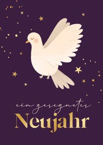 Neujahrskarte Taube 'Gesegnetes Neujahr'