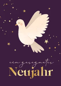 Neujahrskarte Taube 'Gesegnetes Neujahr'