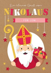 Nikolauskarte 'Ein kleiner Gruß vom Nikolaus' Kraftpapier