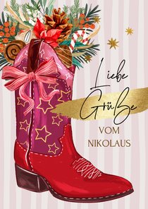 Nikolauskarte für Partner Cowboystiefel