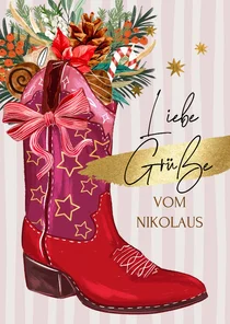 Nikolauskarte für Partner Cowboystiefel