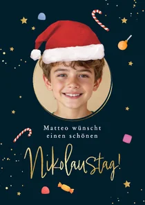 Nikolauskarte mit Foto und Nikolausmütze