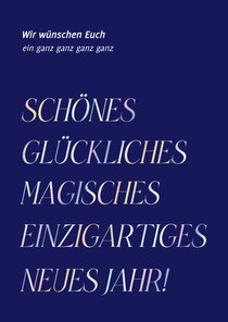 Originelle Neujahrskarte mit großer Schrift