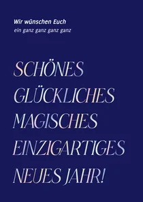 Originelle Neujahrskarte mit großer Schrift