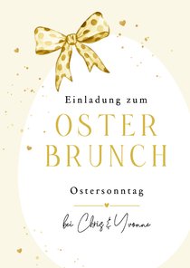 Osterbrunch Einladungskarte Osterei mit Schleife