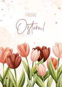 Ostergrußkarte Tulpenfeld