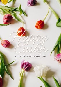 Osterkarte 'Happy Easter' Tulpen