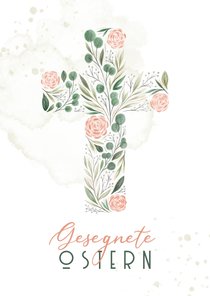 Osterkarte Kreuz mit Rosen