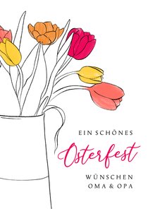 Osterkarte mit Tulpenvase