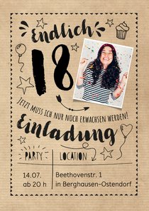Partyeinladung Endlich 18