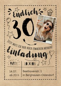 Partyeinladung Endlich 30