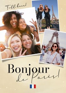 Postkarte Städtetrip 'Bonjour de Paris' mit 3 Fotos