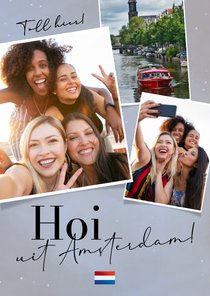 Postkarte Städtetrip 'Hoi uit Amsterdam' mit 3 Fotos
