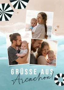 Postkarte Strandurlaub 3 Fotos