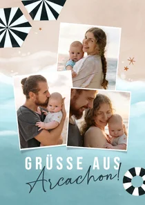 Postkarte Strandurlaub 3 Fotos