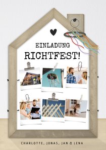 Richtfest-Einladungskarte Haus mit Fotos