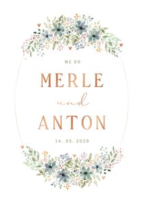 Romantische Hochzeitskarte Blumenornament