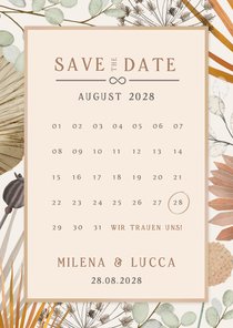 Save-the-date Hochzeit Trockenblumen