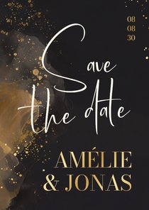 Save the Date Hochzeitskarte Wasserfarbe Grau Gold