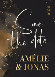 Save the Date Hochzeitskarte Wasserfarbe Grau Gold