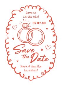 Save the Date Karte Doodles mit Ringen