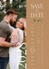 Save-the-Date-Karte Foto & Kalender auf Kraftpapier