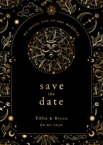 Save the Date Karte Hochzeit Tattoo Astrologie Sonne