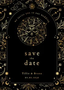 Save the Date Karte Hochzeit Tattoo Astrologie Sonne