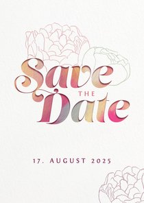 Save-the-Date-Karte mit Pfingstrosen