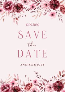 Save-the-Date-Karte rosa Rosengesteck